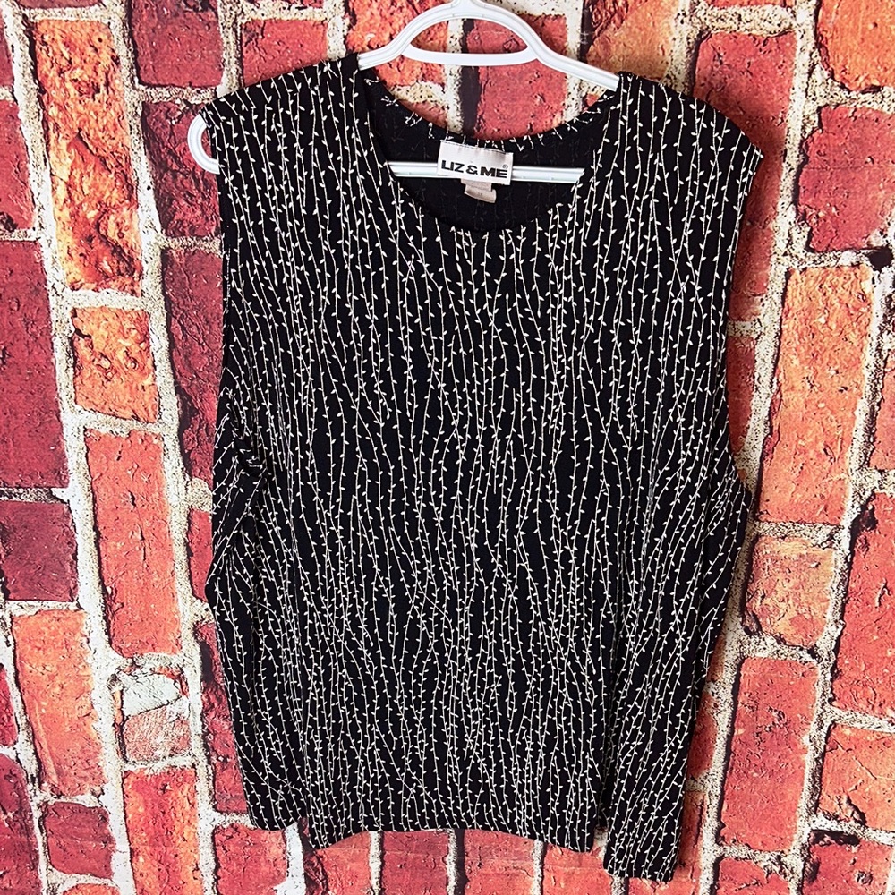 Vintage Liz & Me Black White Sleeveless Top 3X